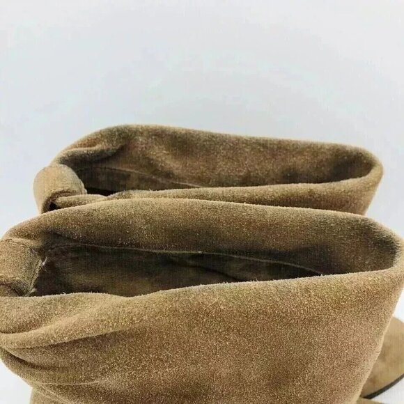 BCBGeneration Boots Womens Size 8.5 B Tan Suede Ankle Booties Heels Cuffed Shoe - Picture 3 of 13